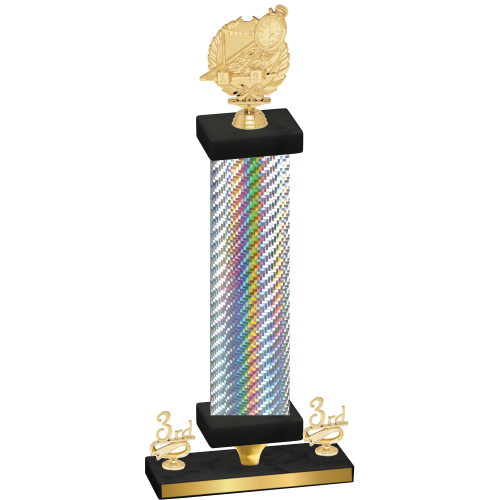 Premium Single Silver Carbon Fiber Third Place Swimming Trophy