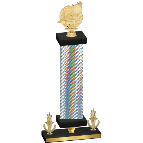 Premium Single Silver Carbon Fiber Victory Swimming Trophy