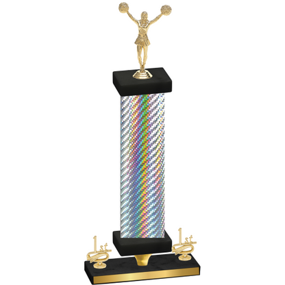 Premium Single Silver Carbon Fiber First Place Cheerleading Trophy