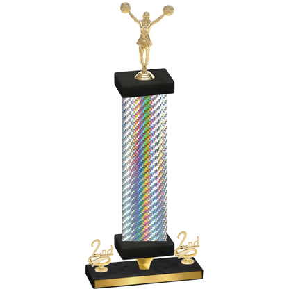 Premium Single Silver Carbon Fiber Second Place Cheerleading Trophy