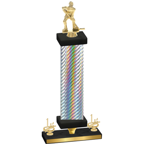 Premium Single Silver Carbon Fiber First Place Hockey Trophy