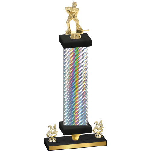 Premium Single Silver Carbon Fiber Year Hockey Trophy