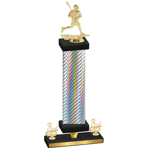 Premium Single Silver Carbon Fiber Third Place Lacrosse Trophy