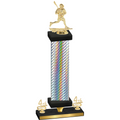 Premium Single Silver Carbon Fiber Fourth Place Lacrosse Trophy