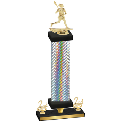 Premium Single Silver Carbon Fiber Second Place Lacrosse Trophy