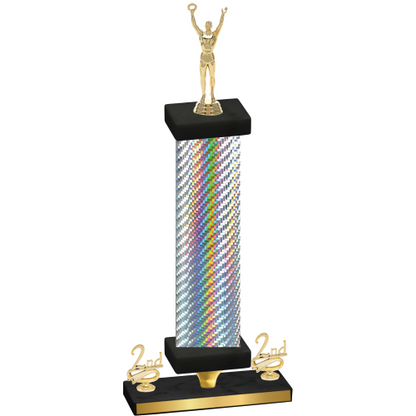 Premium Single Silver Carbon Fiber Second Place Victory Trophy