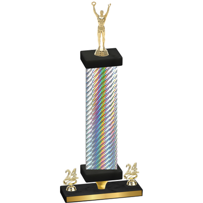 Premium Single Silver Carbon Fiber Year Victory Trophy