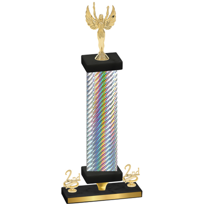 Premium Single Silver Carbon Fiber Second Place Victory Trophy