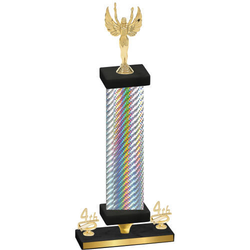 Premium Single Silver Carbon Fiber Fourth Place Victory Trophy