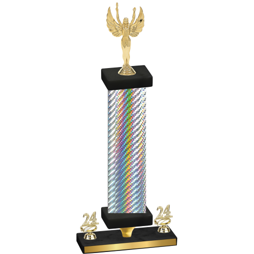 Premium Single Silver Carbon Fiber Year Victory Trophy