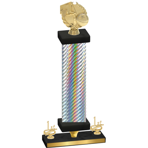 Premium Single Silver Carbon Fiber First Place Basketball Trophy