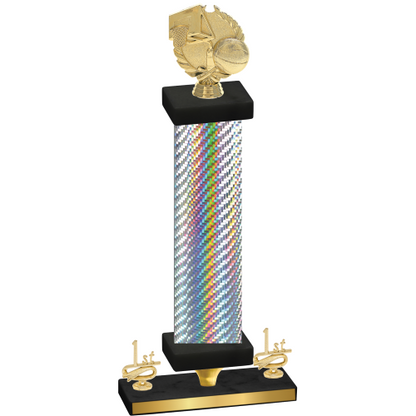 Premium Single Silver Carbon Fiber First Place Basketball Trophy