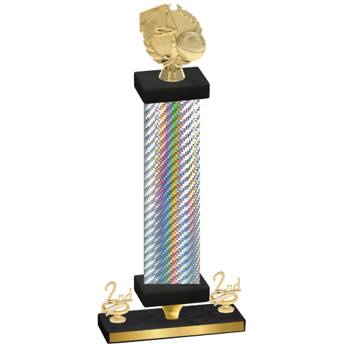 Premium Single Silver Carbon Fiber Second Place Basketball Trophy