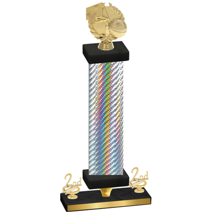 Premium Single Silver Carbon Fiber Second Place Basketball Trophy