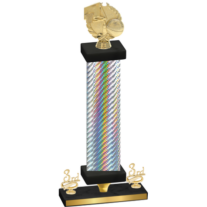 Premium Single Silver Carbon Fiber Third Place Basketball Trophy