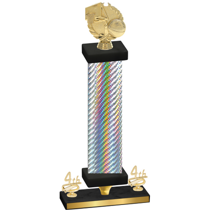 Premium Single Silver Carbon Fiber Fourth Place Basketball Trophy