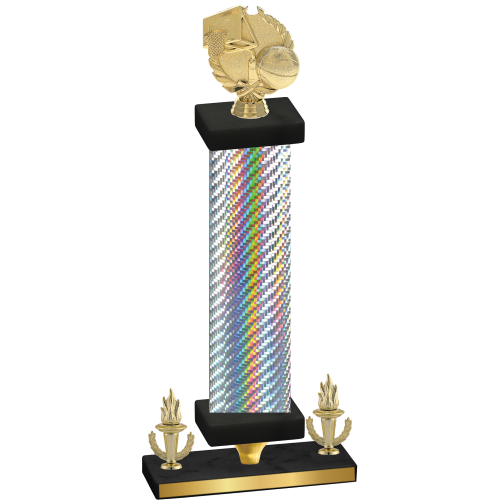 Premium Single Silver Carbon Fiber Victory Basketball Trophy