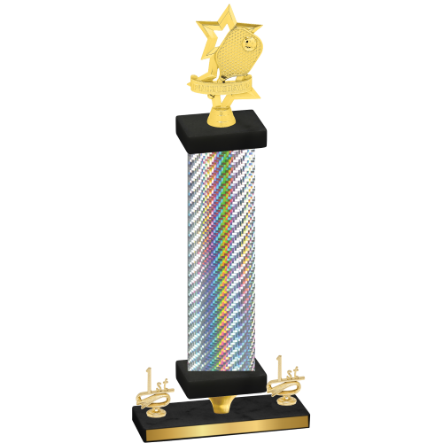 Premium Single Silver Carbon Fiber First Place Pickleball Trophy