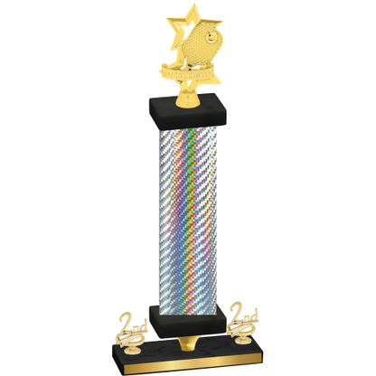 Premium Single Silver Carbon Fiber Second Place Pickleball Trophy