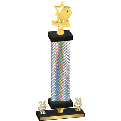 Premium Single Silver Carbon Fiber Year Pickleball Trophy