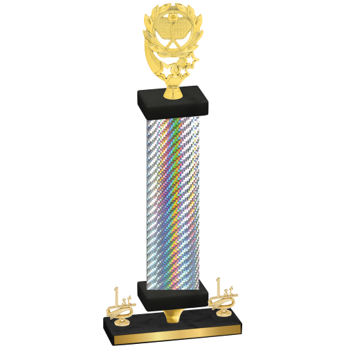 Premium Single Silver Carbon Fiber First Place Pickleball Trophy