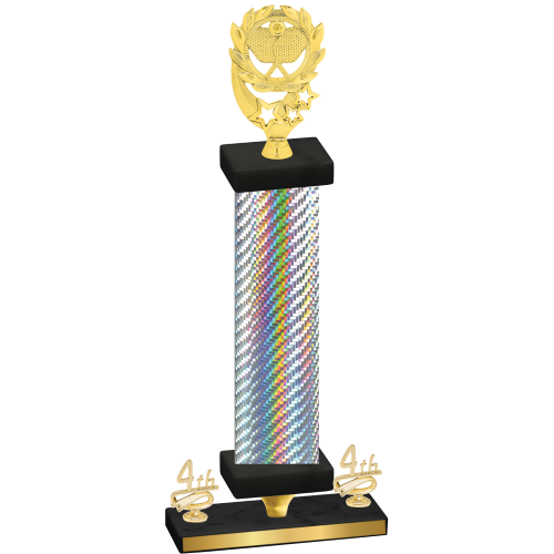 Premium Single Silver Carbon Fiber Fourth Place Pickleball Trophy