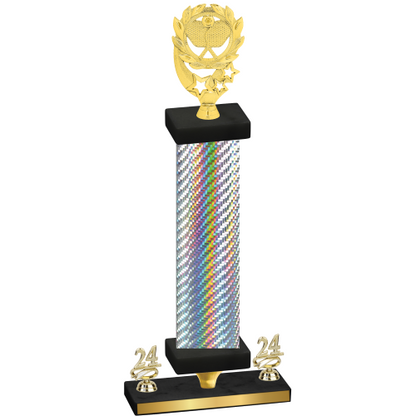 Premium Single Silver Carbon Fiber Year Pickleball Trophy