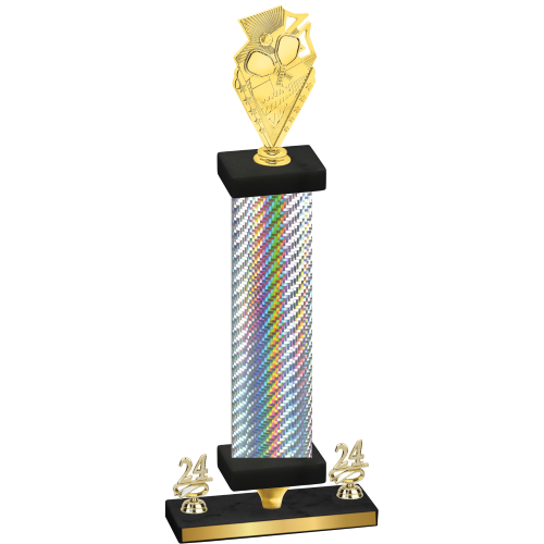 Premium Single Silver Carbon Fiber Year Pickleball Trophy