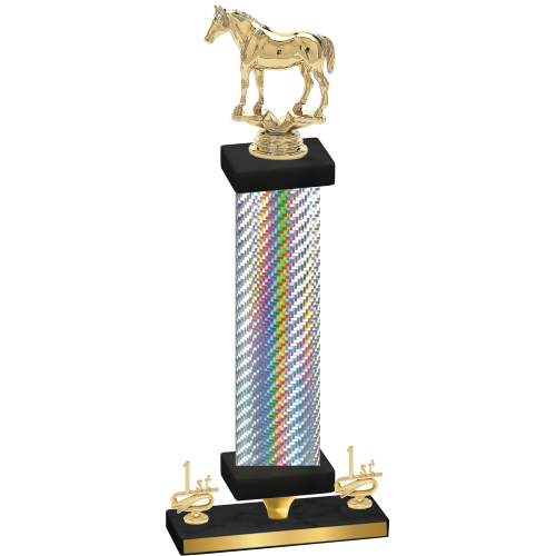 Premium Single Silver Carbon Fiber First Place Horses Trophy