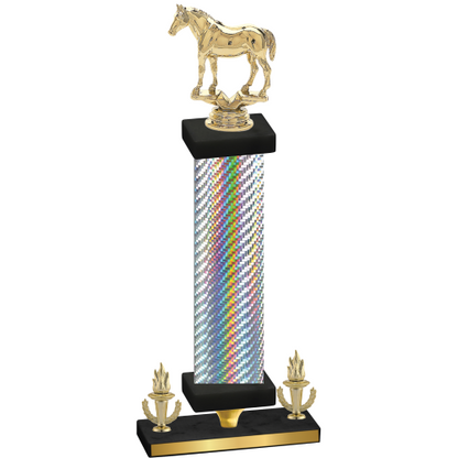 Premium Single Silver Carbon Fiber Victory Horses Trophy