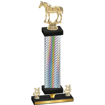 Premium Single Silver Carbon Fiber Year Horses Trophy