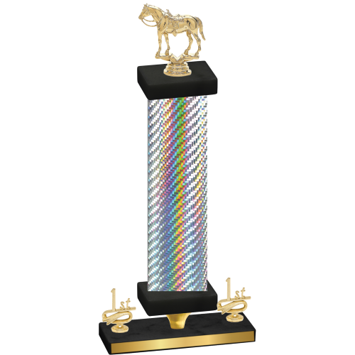 Premium Single Silver Carbon Fiber First Place Horses Trophy