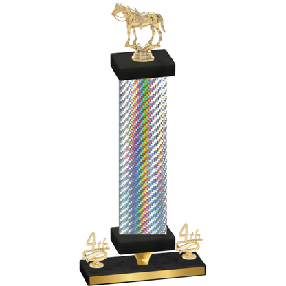 Premium Single Silver Carbon Fiber Fourth Place Horses Trophy