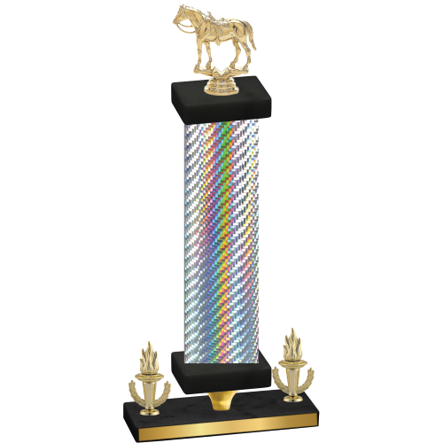 Premium Single Silver Carbon Fiber Victory Horses Trophy