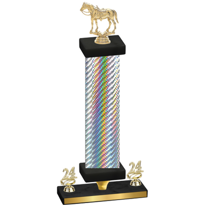 Premium Single Silver Carbon Fiber Year Horses Trophy