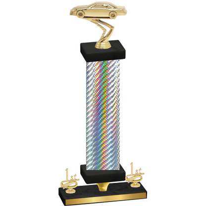 Premium Single Silver Carbon Fiber First Place Cars Trophy