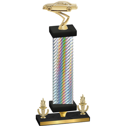 Premium Single Silver Carbon Fiber Victory Cars Trophy