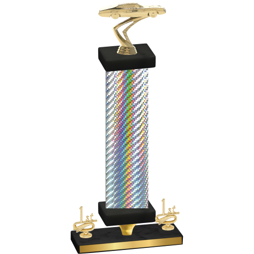 Premium Single Silver Carbon Fiber First Place Cars Trophy