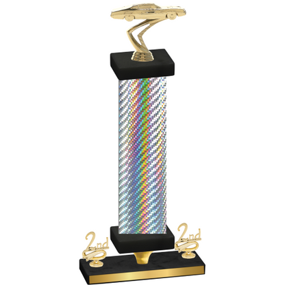 Premium Single Silver Carbon Fiber Second Place Cars Trophy