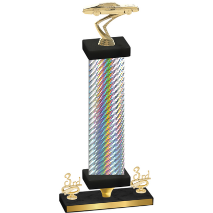 Premium Single Silver Carbon Fiber Third Place Cars Trophy