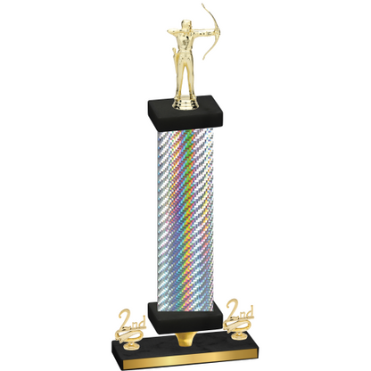 Premium Single Silver Carbon Fiber Second Place Archery Trophy