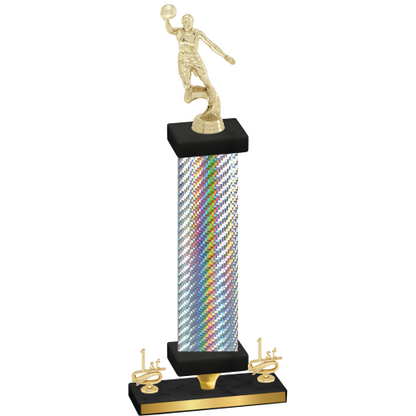 Premium Single Silver Carbon Fiber First Place Basketball Trophy