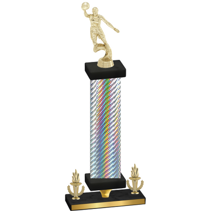 Premium Single Silver Carbon Fiber Victory Basketball Trophy