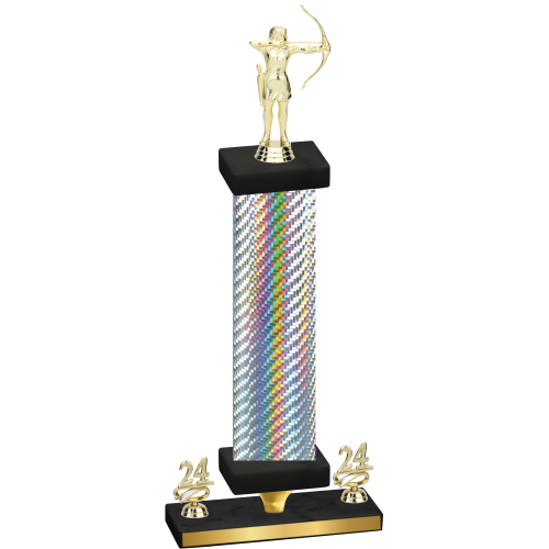 Premium Single Silver Carbon Fiber Year Archery Trophy