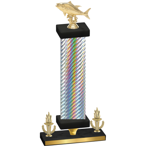 Premium Single Silver Carbon Fiber Victory Fishing Trophy