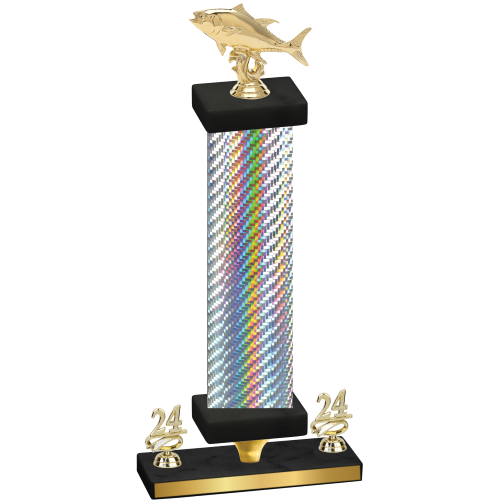 Premium Single Silver Carbon Fiber Year Fishing Trophy