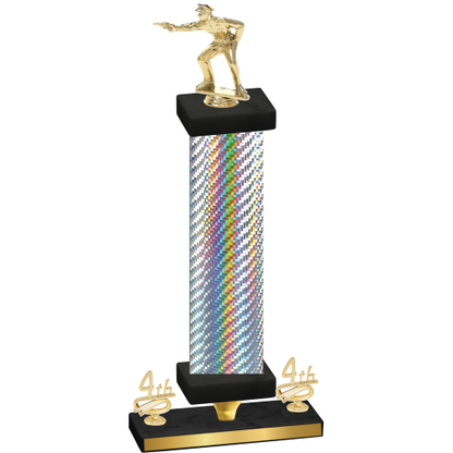 Premium Single Silver Carbon Fiber Fourth Place Shooter Trophy