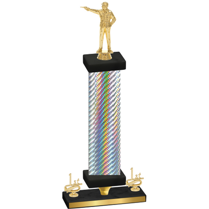 Premium Single Silver Carbon Fiber First Place Shooter Trophy