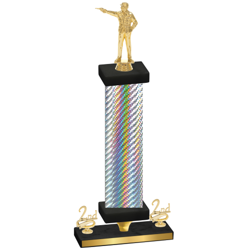 Premium Single Silver Carbon Fiber Second Place Shooter Trophy