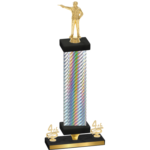 Premium Single Silver Carbon Fiber Fourth Place Shooter Trophy